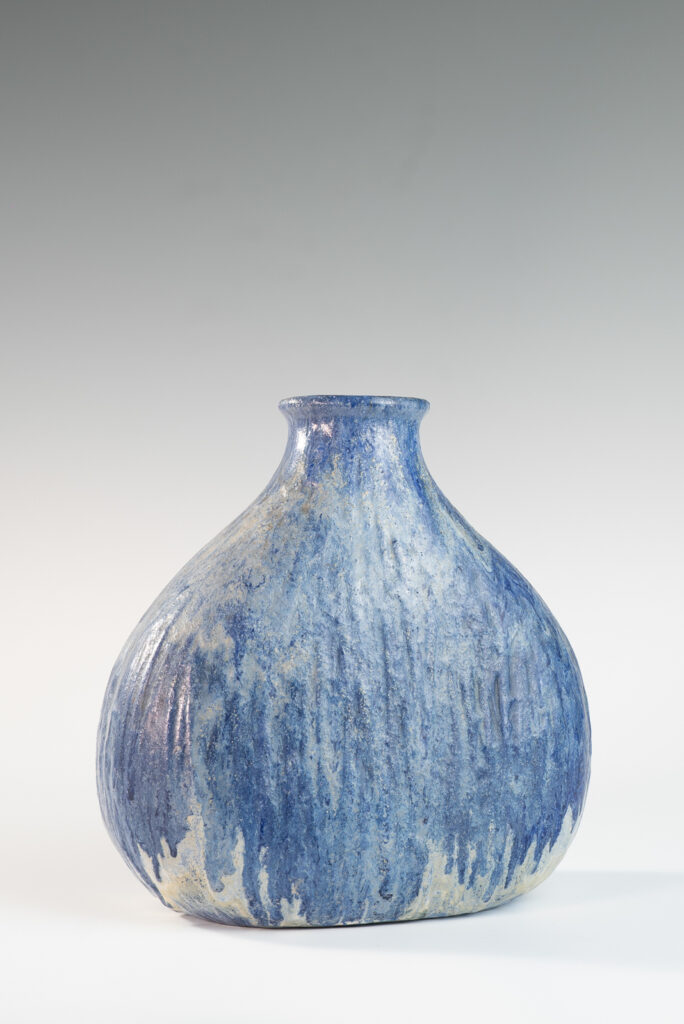 Blue medium onion shaped vase by Marcello Fantoni-3