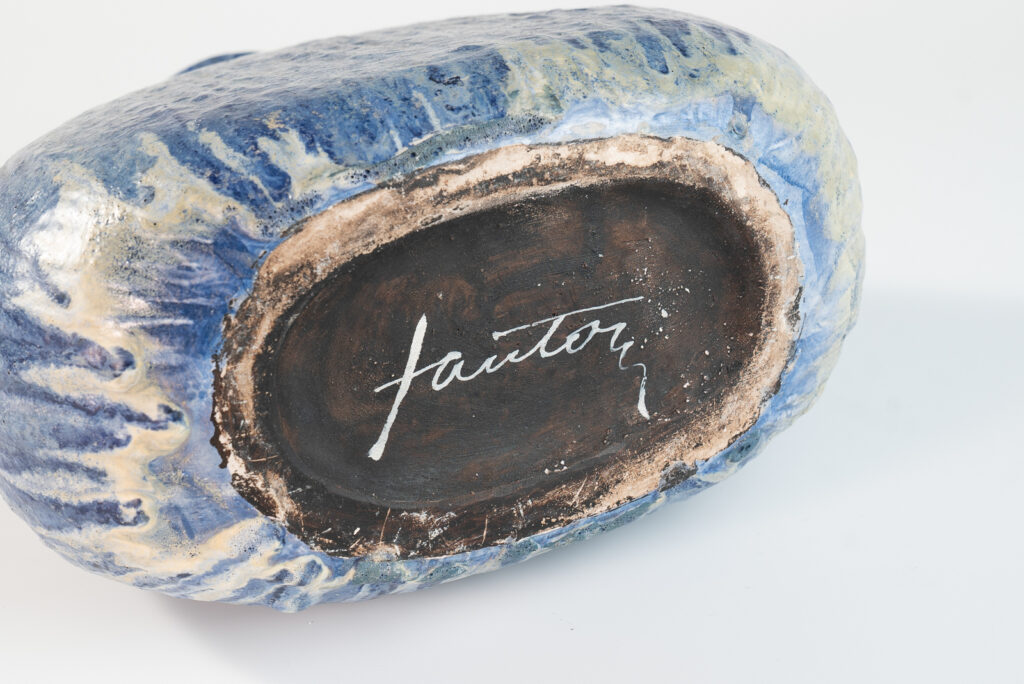 Blue medium onion shaped vase by Marcello Fantoni-4