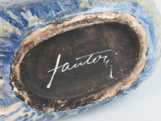 Blue medium onion shaped vase by Marcello Fantoni-4