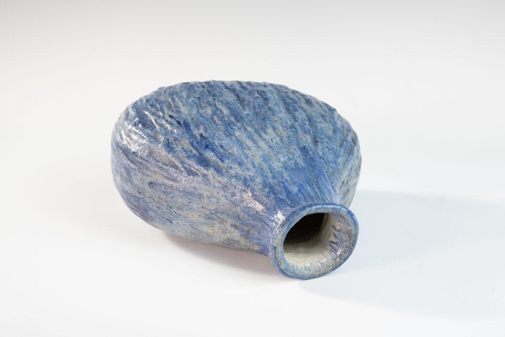 Blue medium onion shaped vase by Marcello Fantoni-5