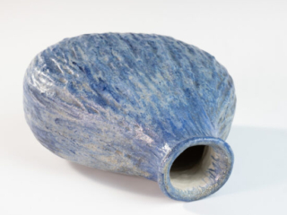 Blue medium onion shaped vase by Marcello Fantoni-5