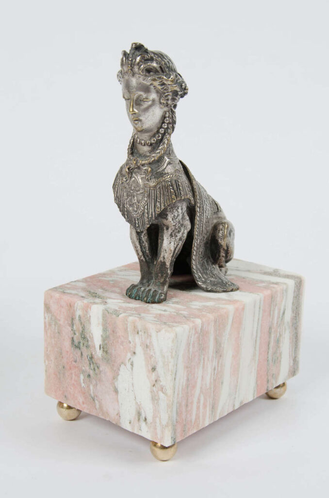 Pair of Silvered Bronze Sphinxes by Henri Picard