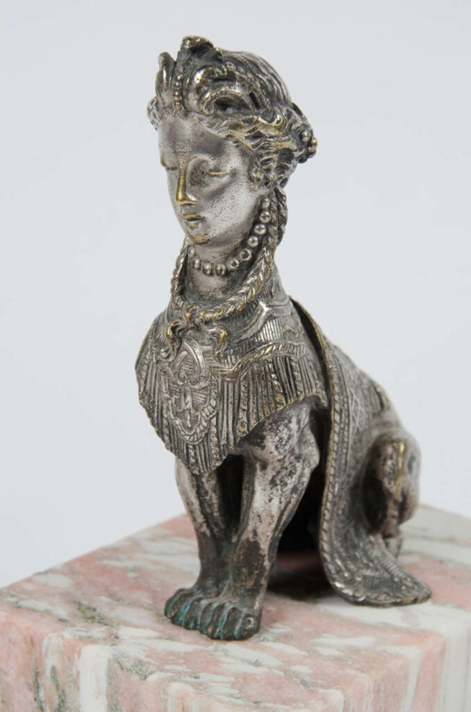 Pair of Silvered Bronze Sphinxes by Henri Picard