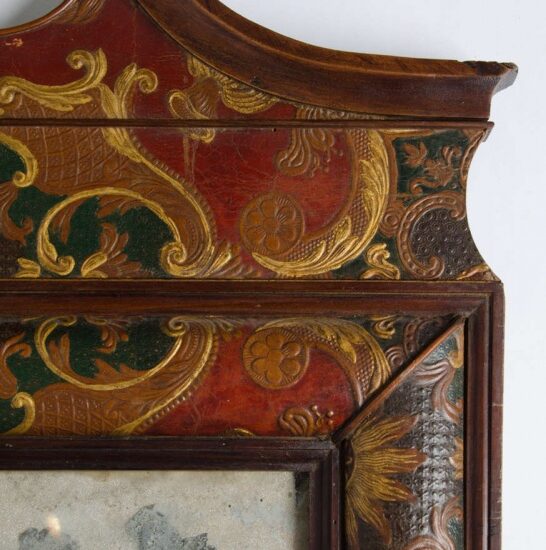 Eighteenth century leather covered pier mirror 5