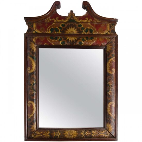 Eighteenth century leather covered pier mirror
