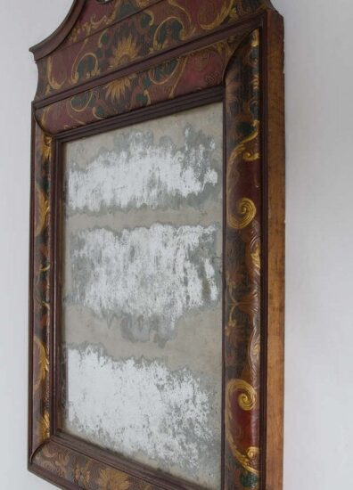 Eighteenth century leather covered pier mirror 6