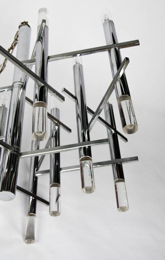 Gaetano Sciolari modernist nine light Chrome and Lucite Chandelier4
