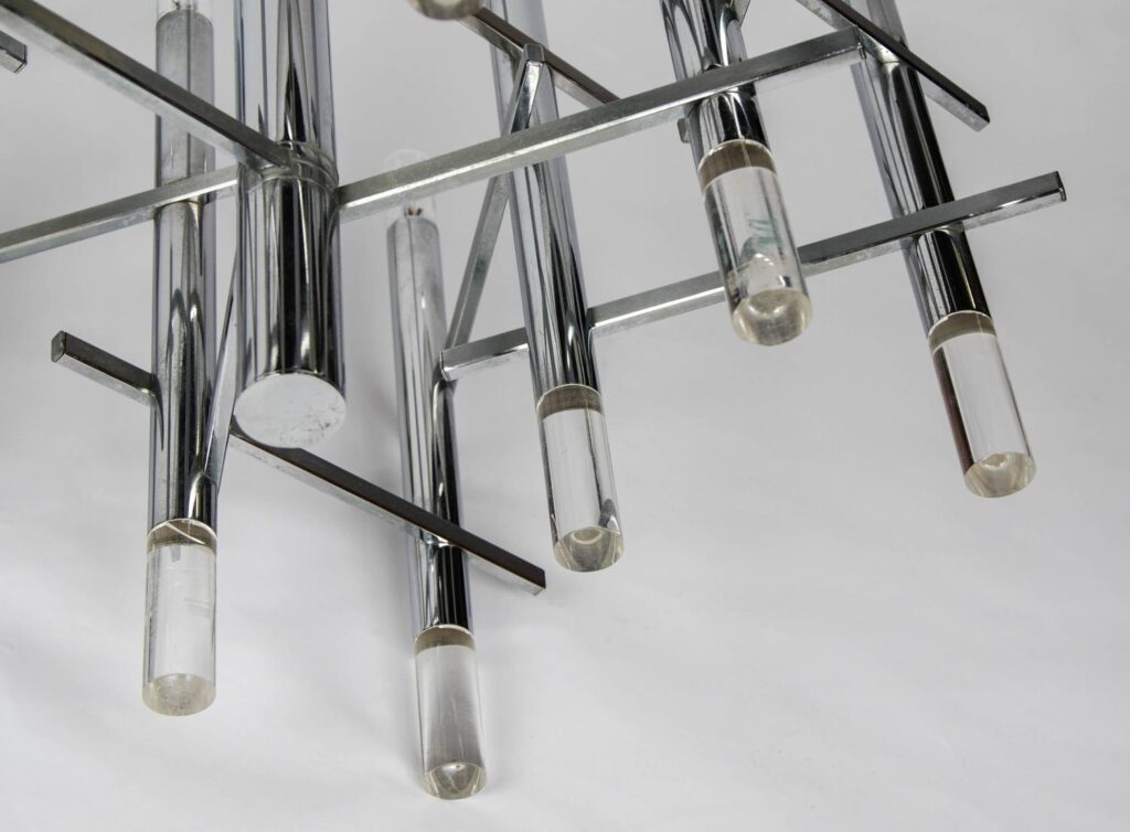 Gaetano Sciolari modernist nine light Chrome and Lucite Chandelier5