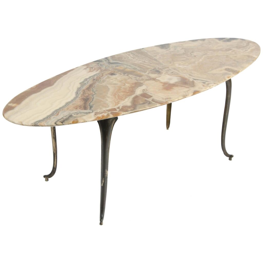 Italian Mid-Century Low Table with Marble Top
