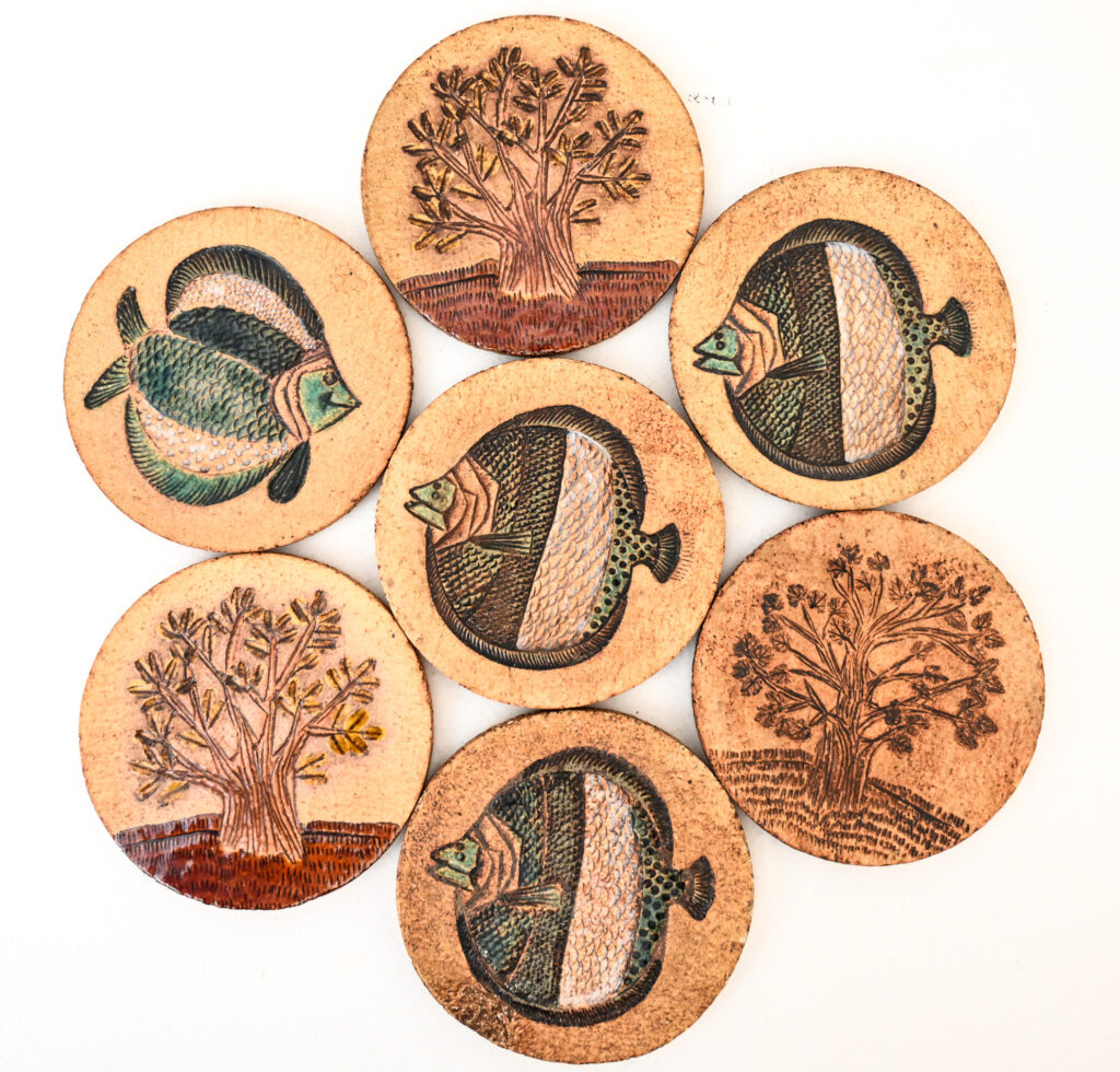 Matched-set-of-7-Roger-Capron-coasters-05