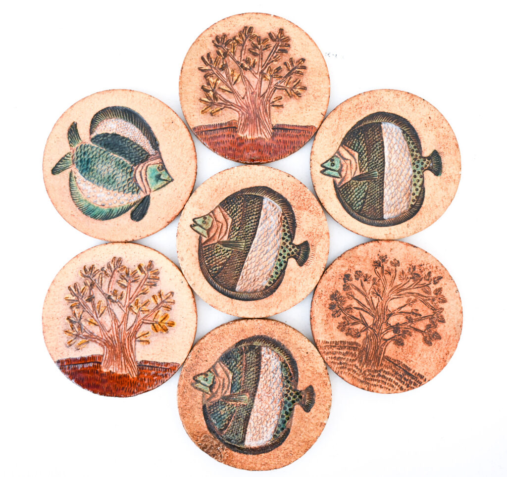 Matched-set-of-7-Roger-Capron-coasters-06