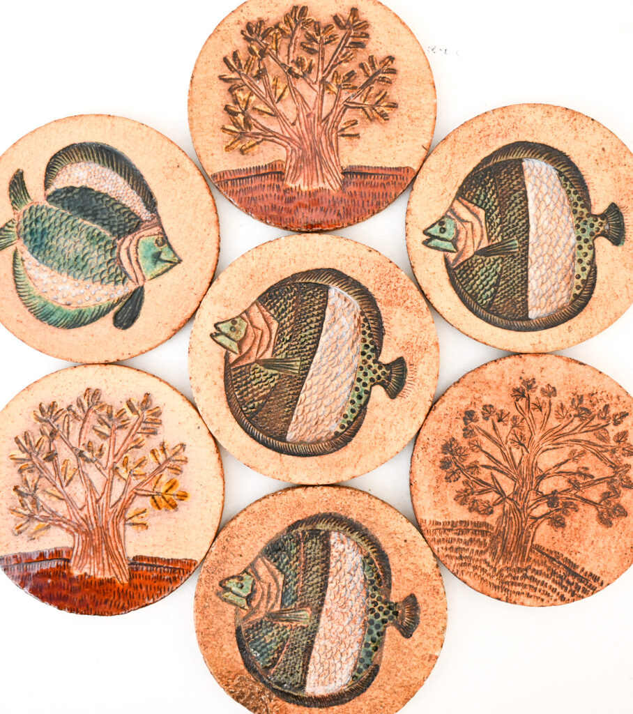 Matched-set-of-7-Roger-Capron-coasters-07