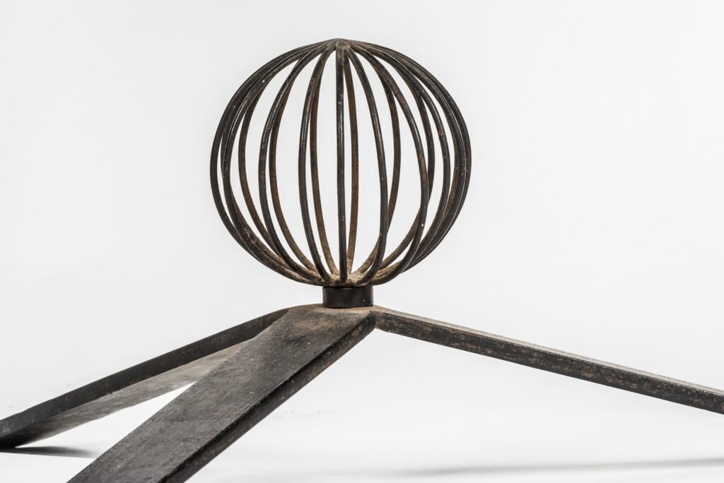 Mid century steel and glass round low table-5