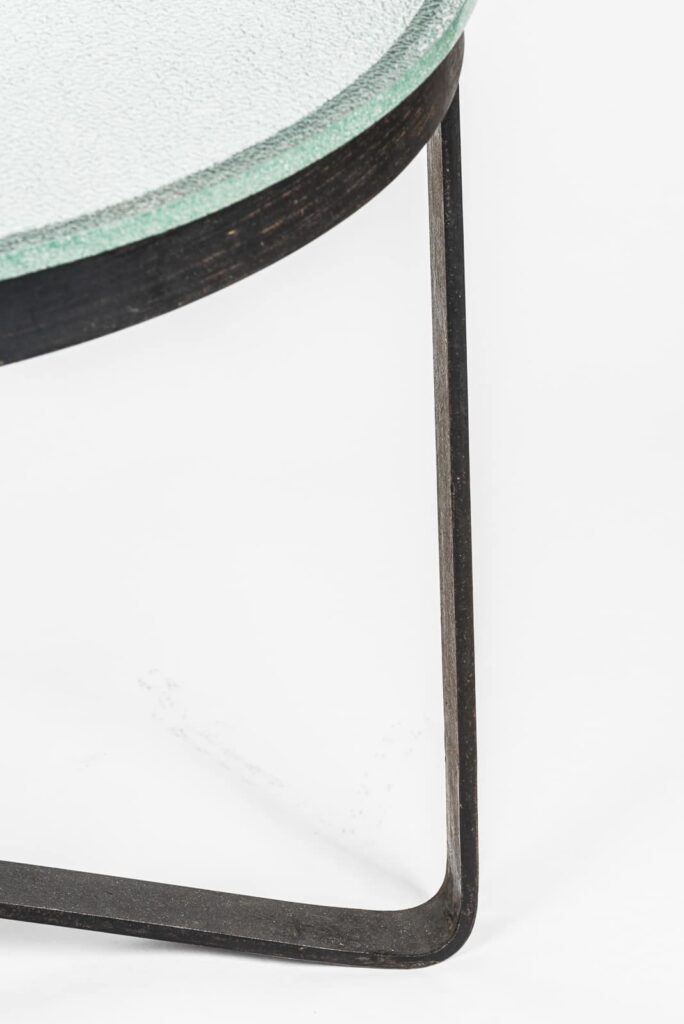 Mid century steel and glass round low table-6