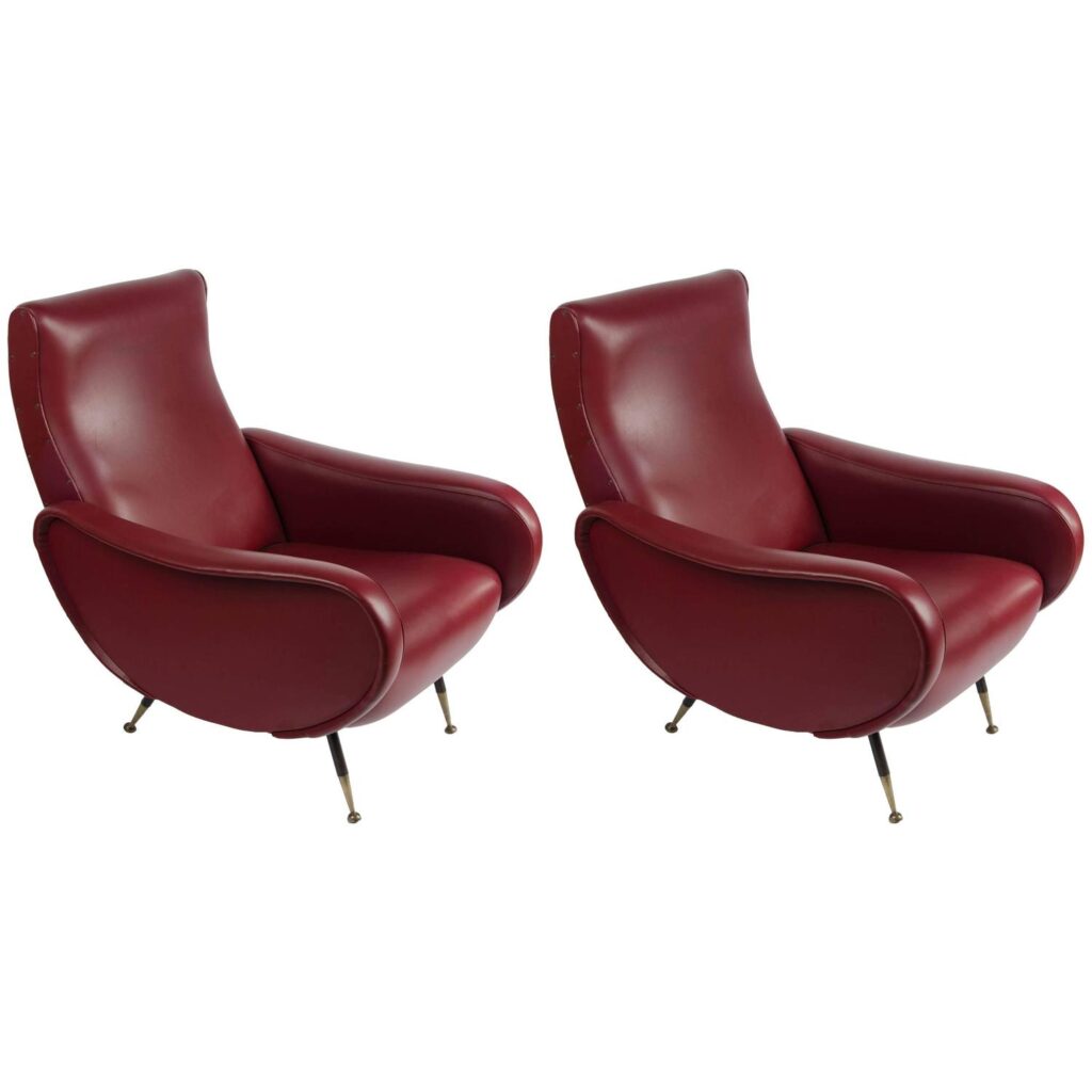 Pair of Italian Marco Zanuso Style Armchairs