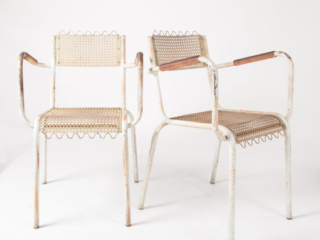 Pair of Mategot style metal armchairs-1