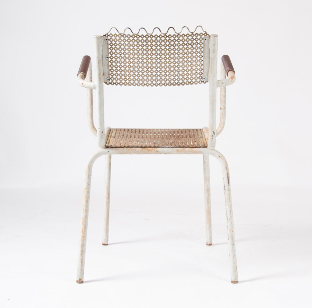 Pair of Mategot style metal armchairs-10