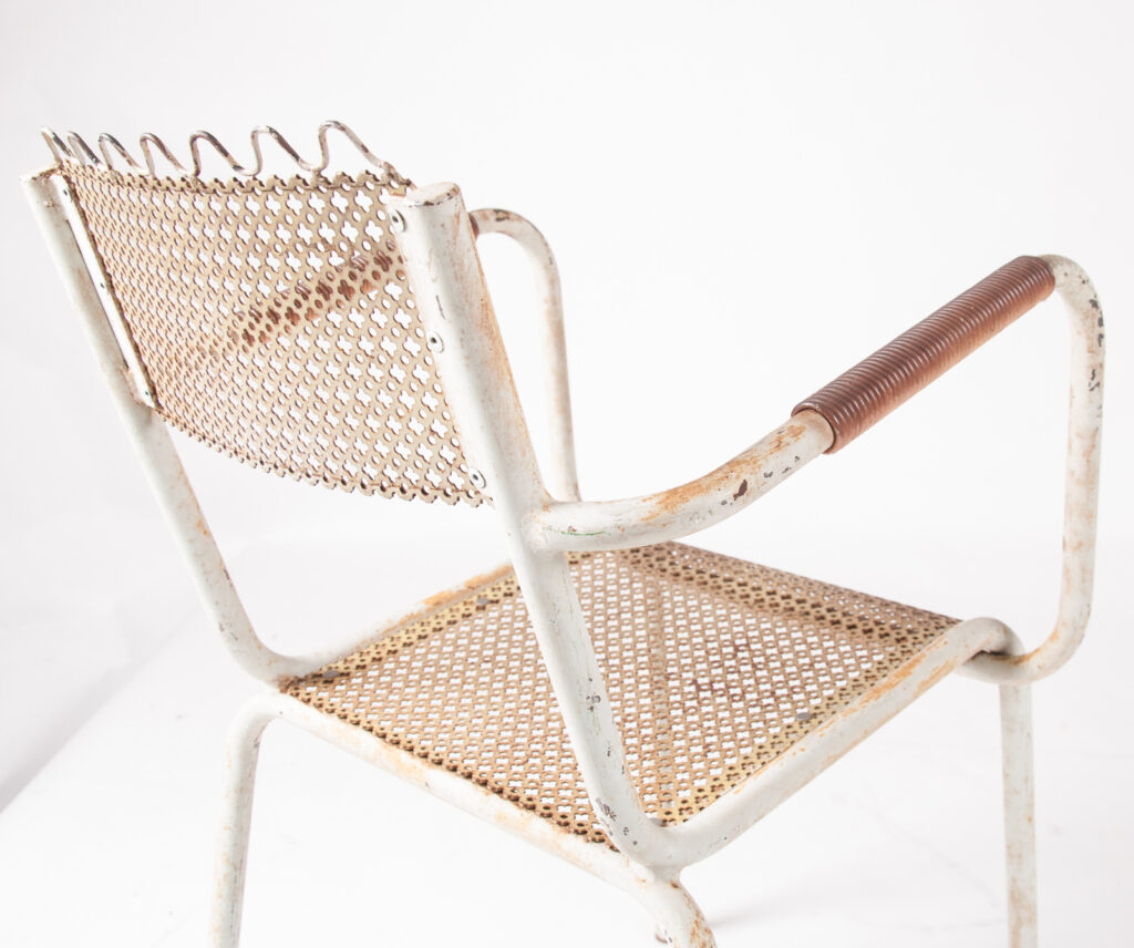 Pair of Mategot style metal armchairs-13