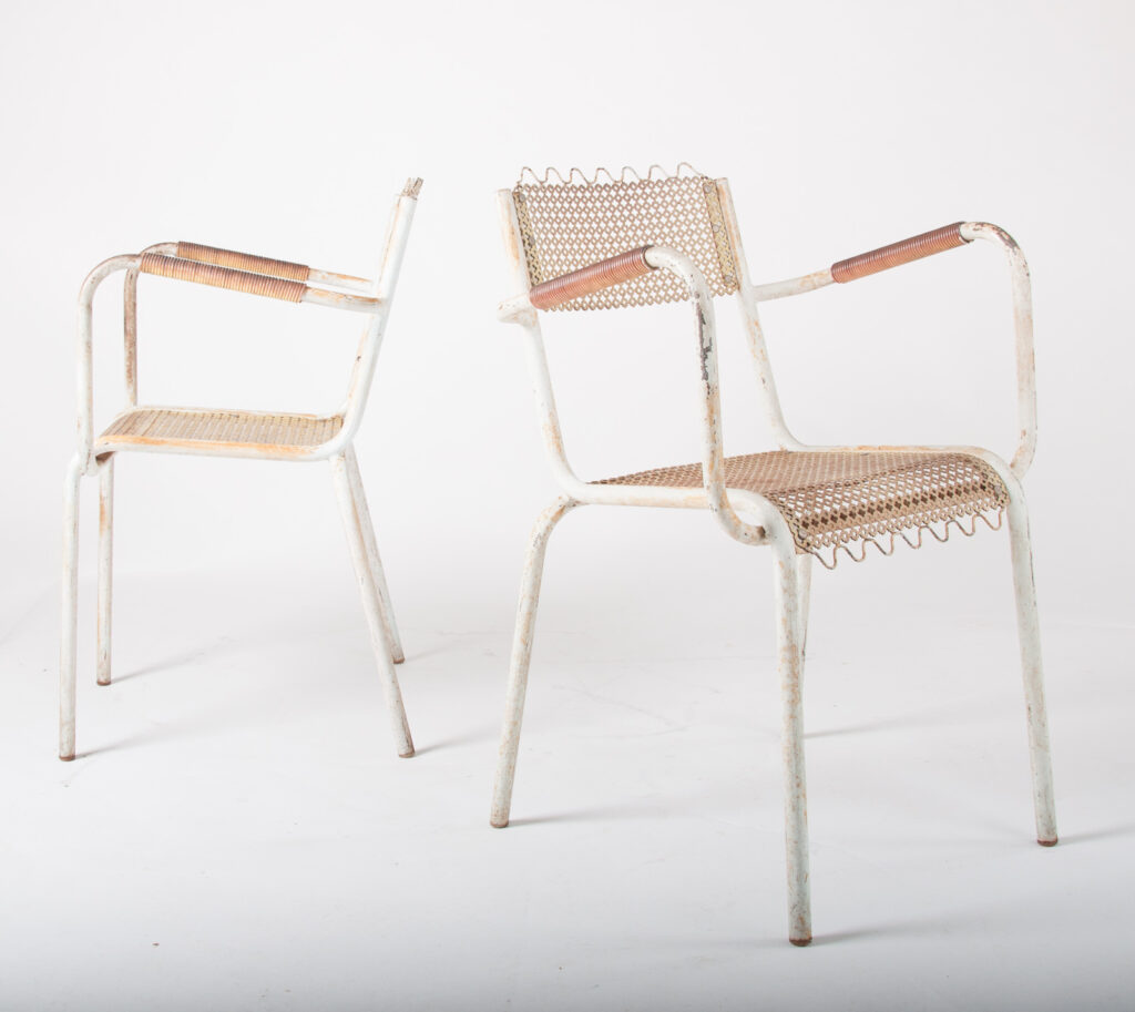 Pair of Mategot style metal armchairs-2