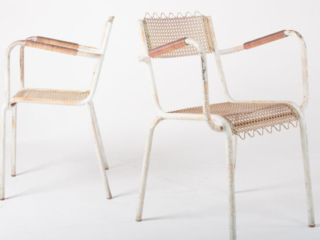 Pair of Mategot style metal armchairs-2