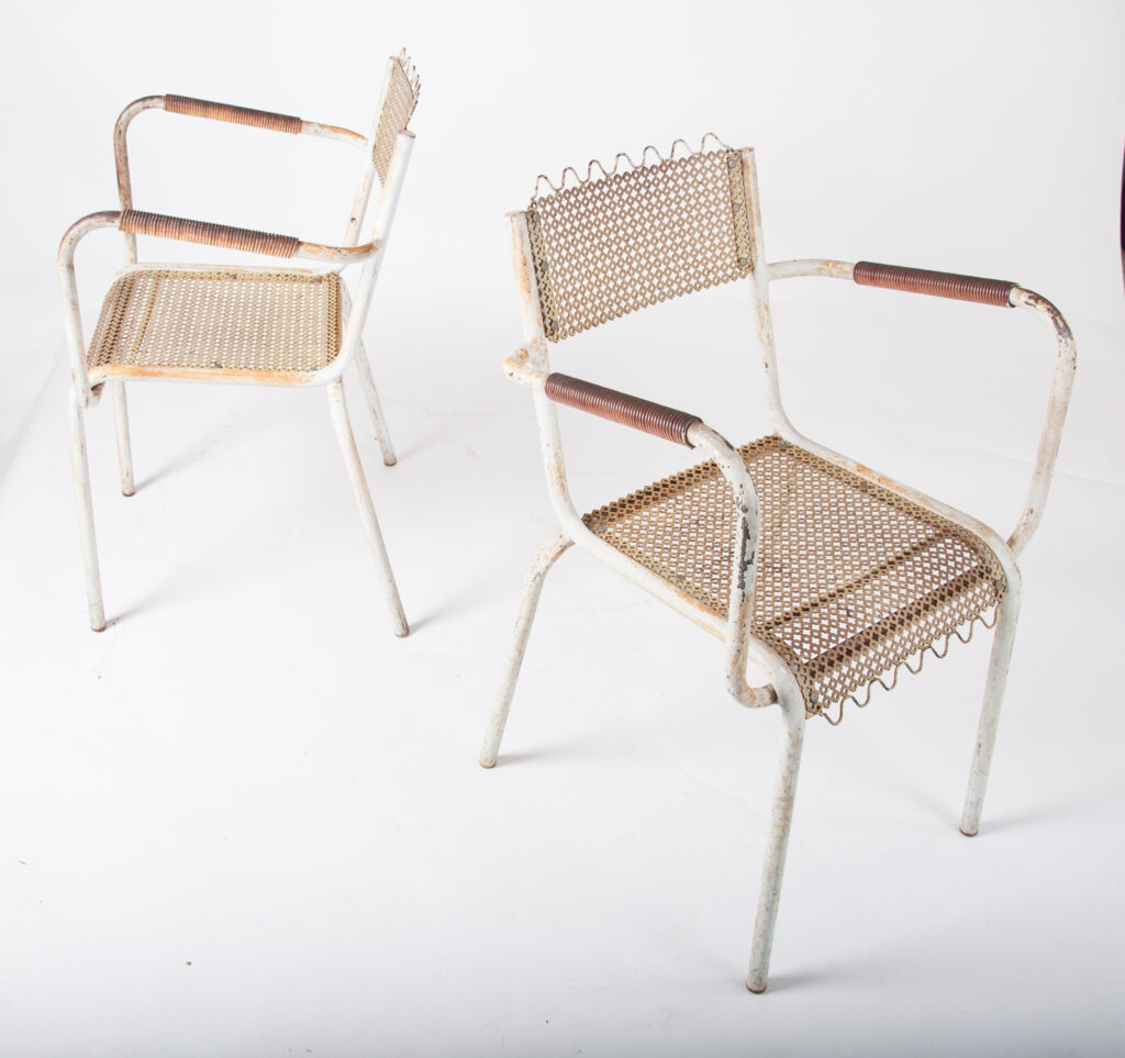 Pair of Mategot style metal armchairs-3