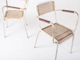 Pair of Mategot style metal armchairs-3