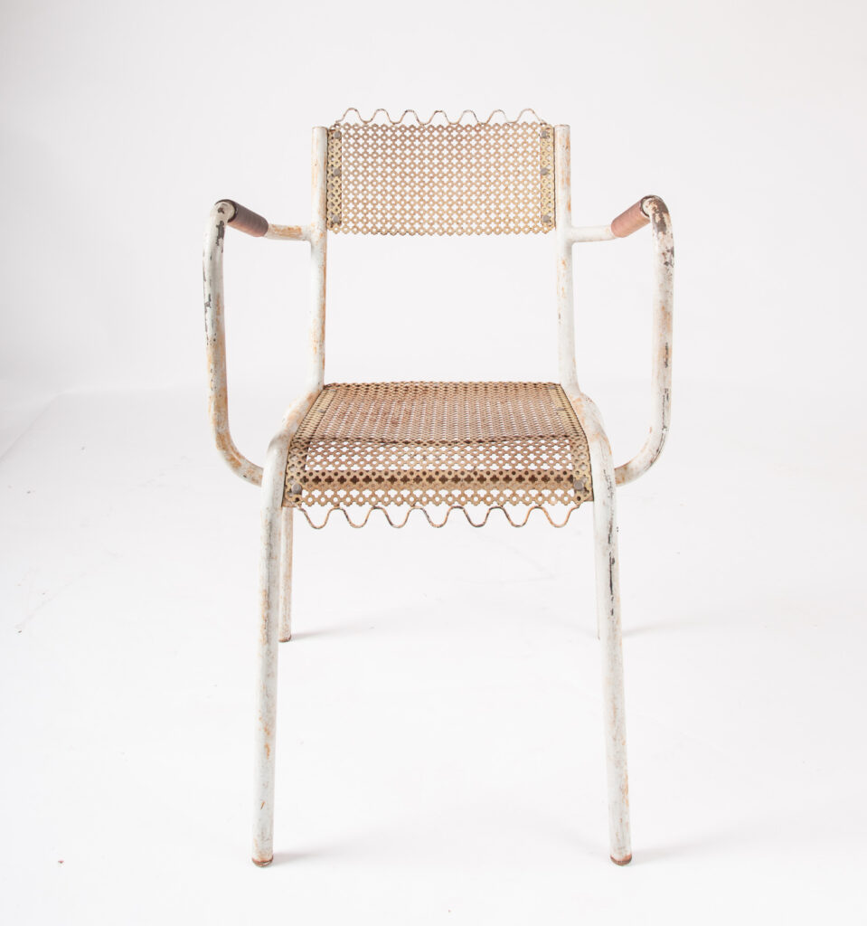 Pair of Mategot style metal armchairs-4