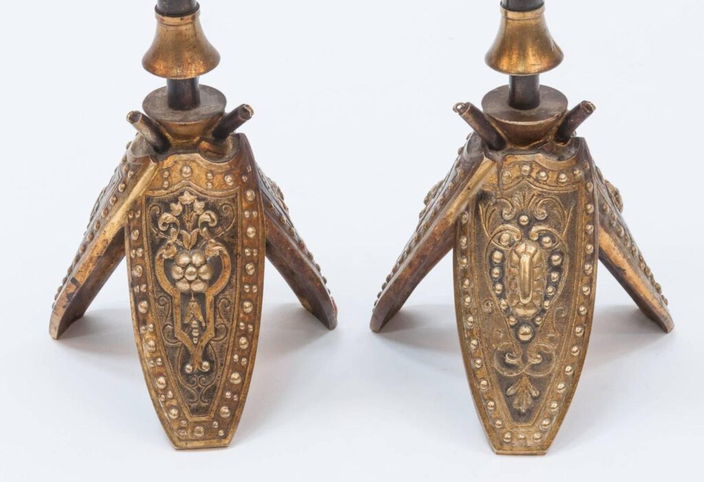 Pair of Military Inspired Cast Bronze Candlesticks6