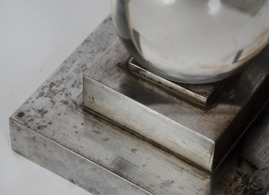 Pair of art deco steel Chenets attributed to Jacques Adnet3