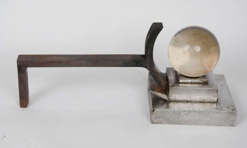 Pair of art deco steel Chenets attributed to Jacques Adnet5