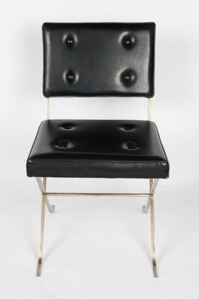 Rare Maison Charles silvered steel side chair4