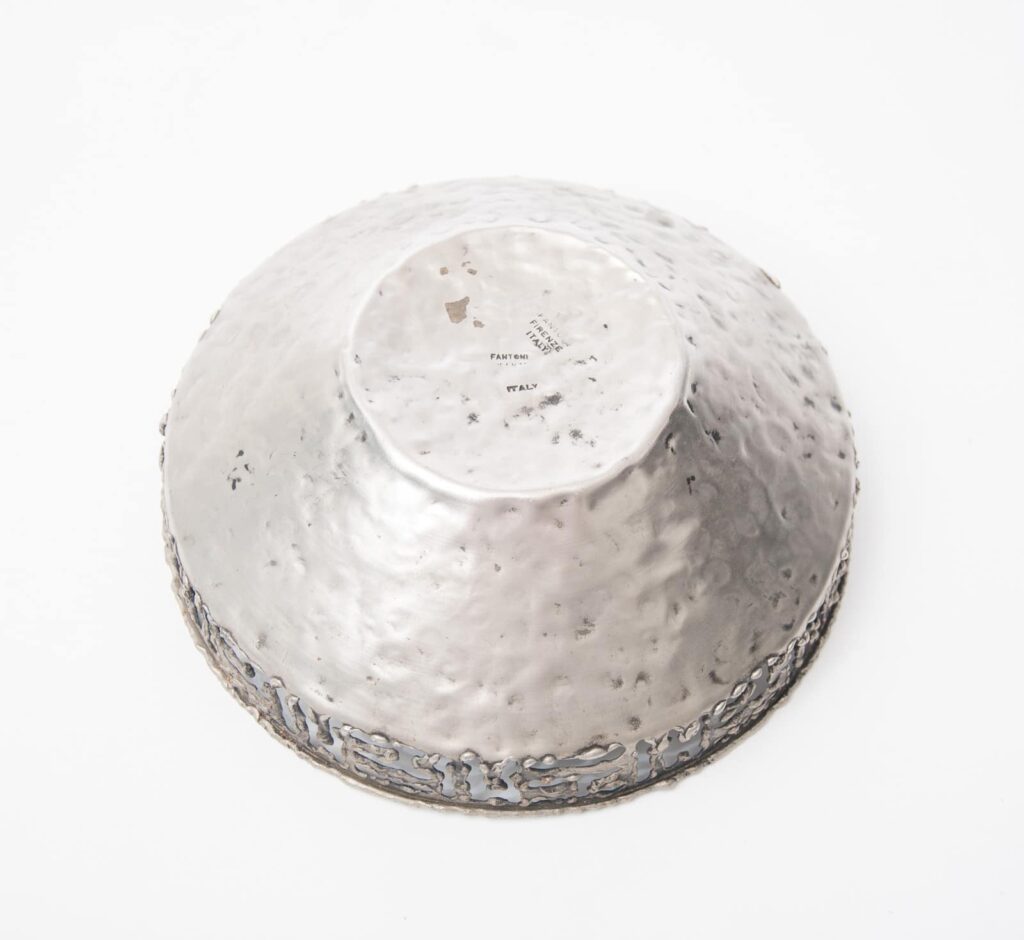 Torch cut and hammered metal bowl by Marcello Fantoni-1