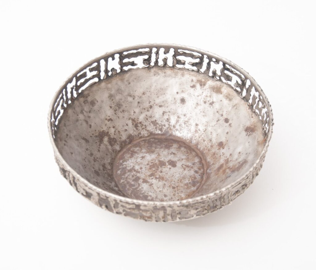 Torch cut and hammered metal bowl by Marcello Fantoni-4