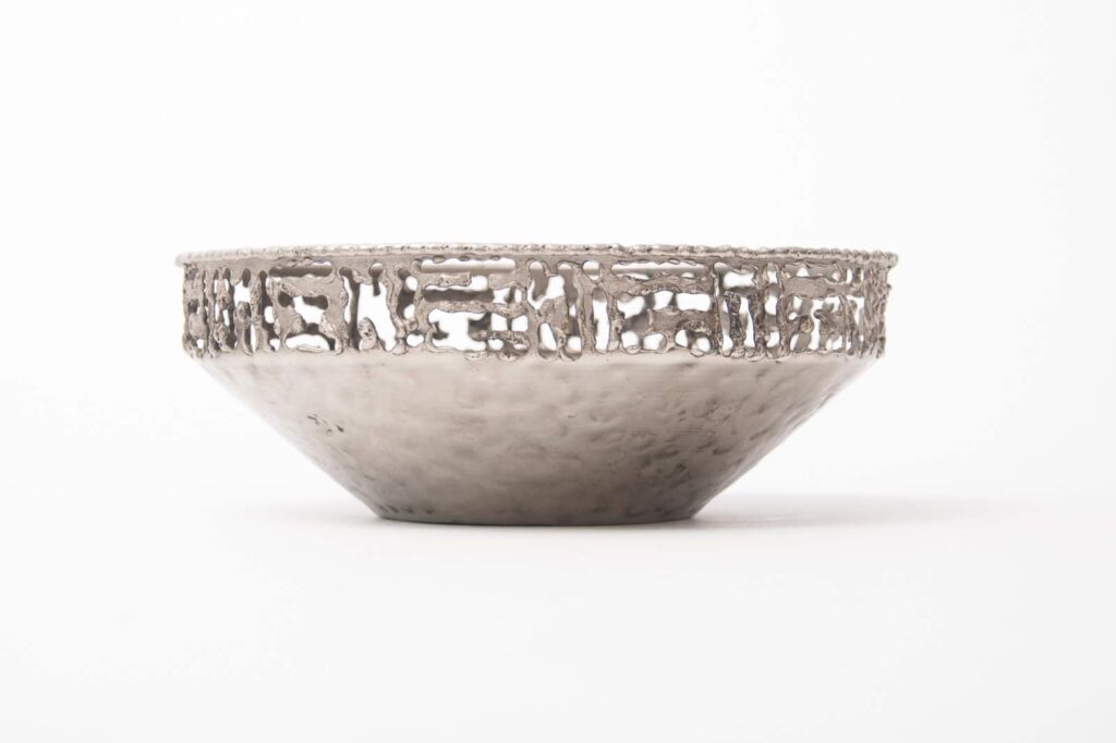 Torch cut and hammered metal bowl by Marcello Fantoni-6