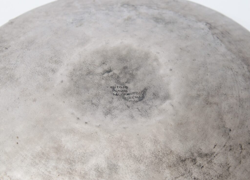 Torch cut and hammered shallow metal bowl by Marcello Fantoni-3