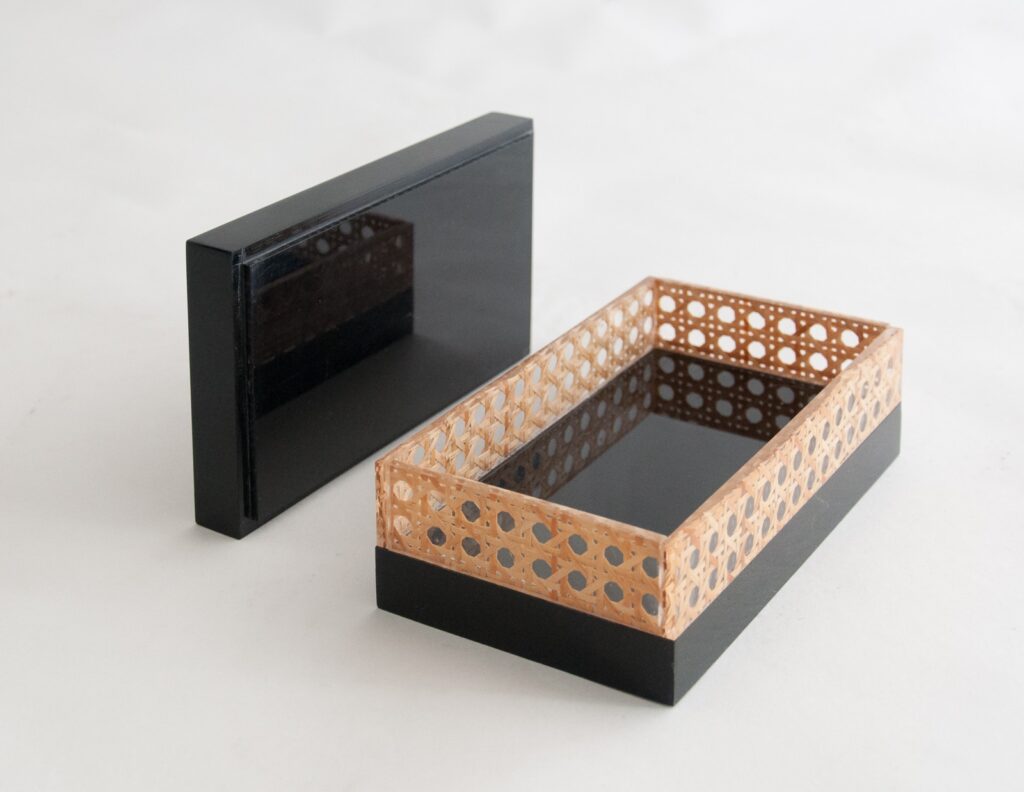 black lucite and cane box-1