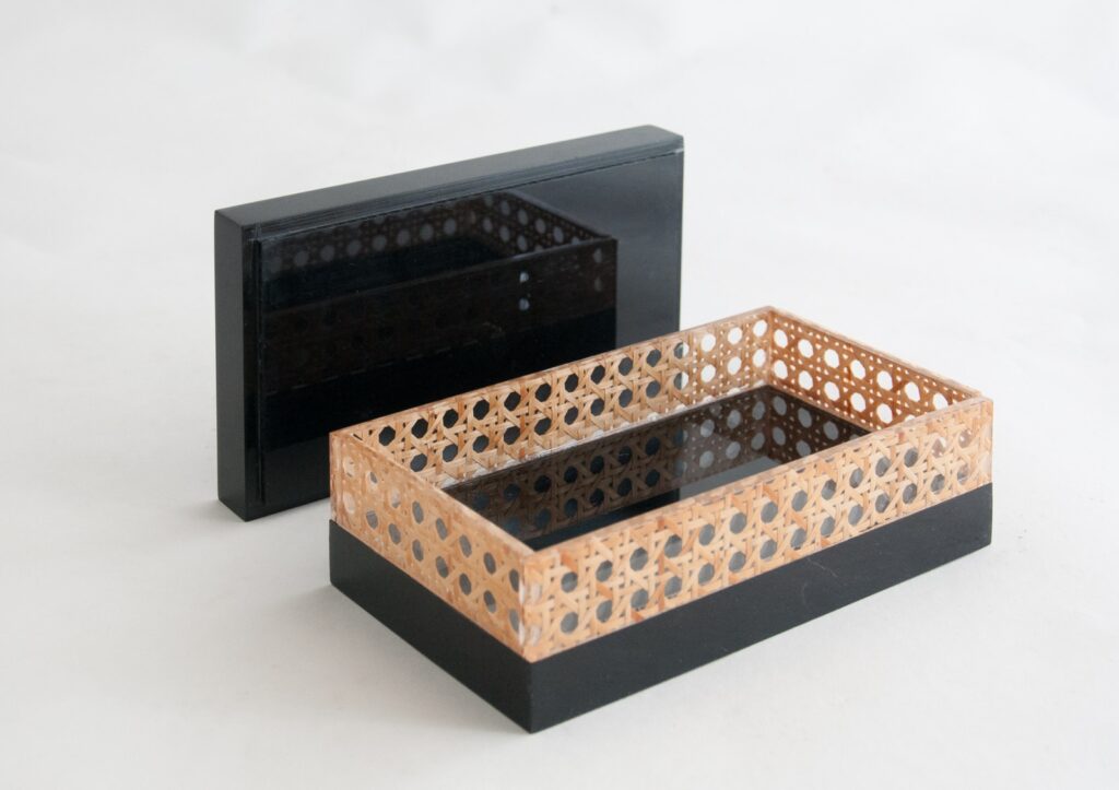 black lucite and cane box-4