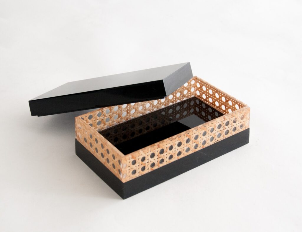 black lucite and cane box-5
