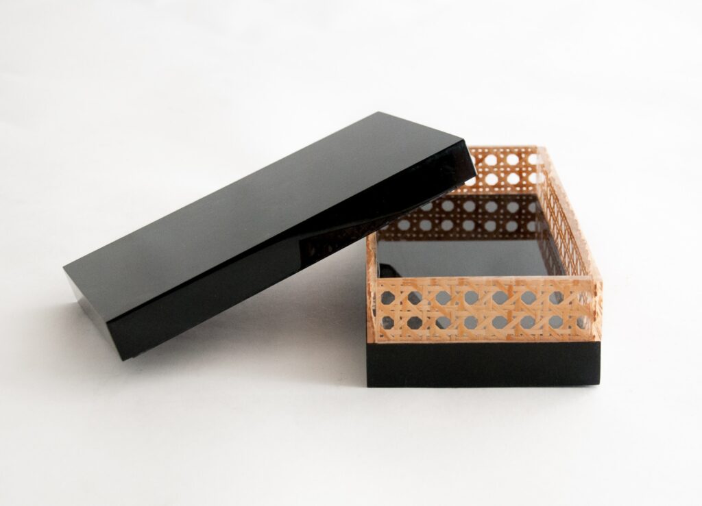 black lucite and cane box-6