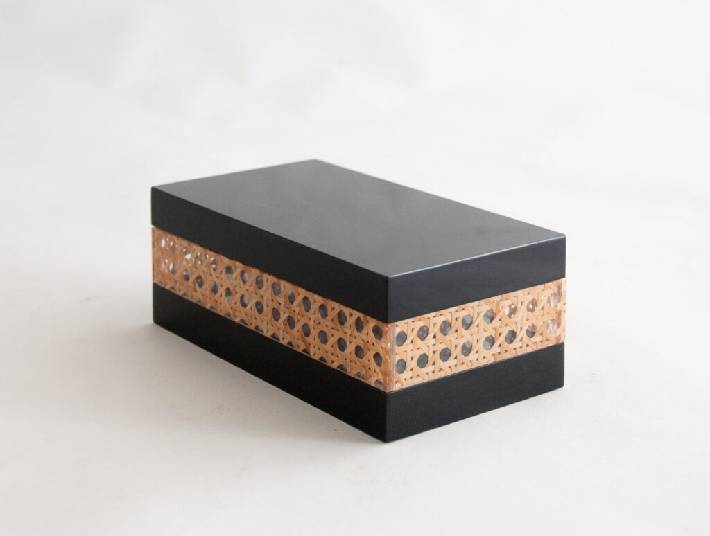 black lucite and cane box-7