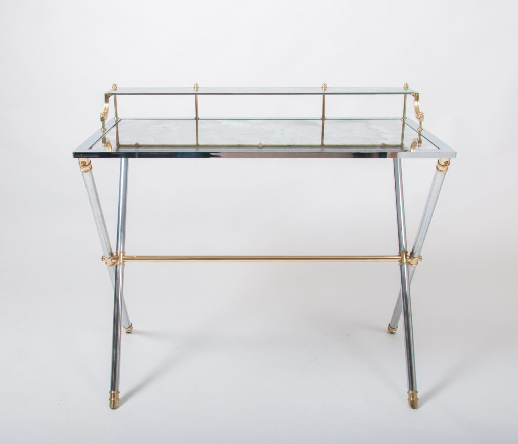 brass and steel desk by Maison Jansen-1
