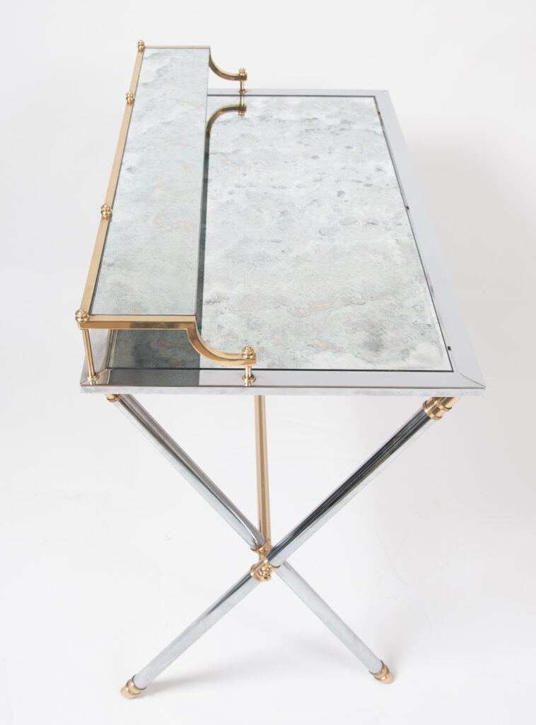 brass and steel desk by Maison Jansen-12