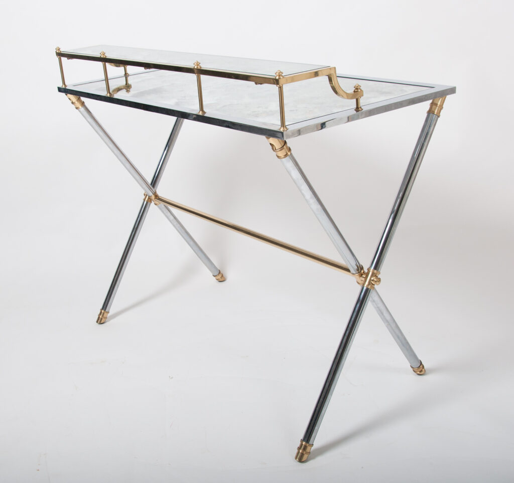 brass and steel desk by Maison Jansen-14