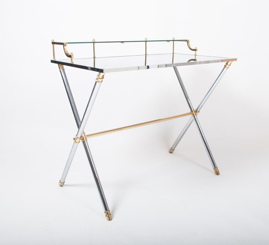 brass and steel desk by Maison Jansen-4