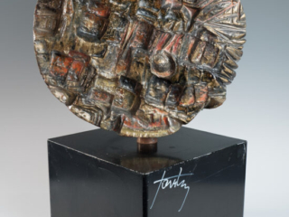 circular sculptural relief on plinth by Marcello Fantoni-1