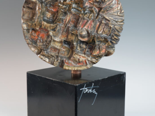 circular sculptural relief on plinth by Marcello Fantoni-2