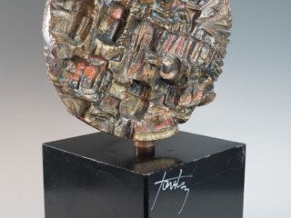 circular sculptural relief on plinth by Marcello Fantoni-3