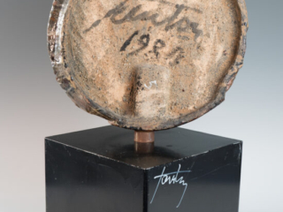 circular sculptural relief on plinth by Marcello Fantoni-5