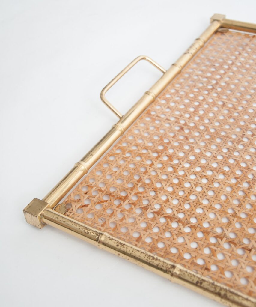 large Christian Dior style brass, lucite and cane serving tray-8 large Christian Dior style brass, lucite and cane serving tray-8