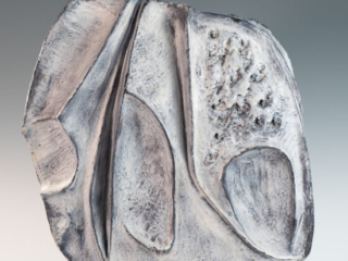 large blue grey ceramic sculpture by Marcello Fantoni-1